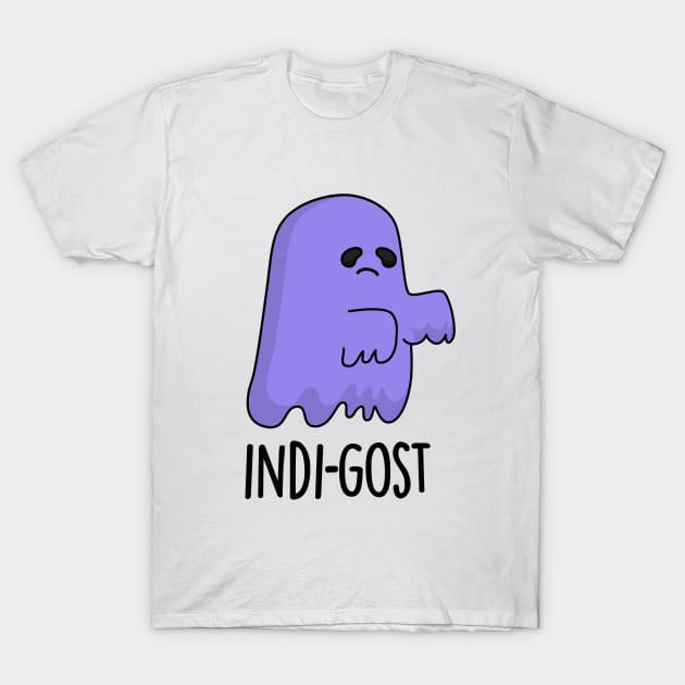 Indi-gost Cute Halloween Indigo Ghost Pun T-Shirt by punnybone